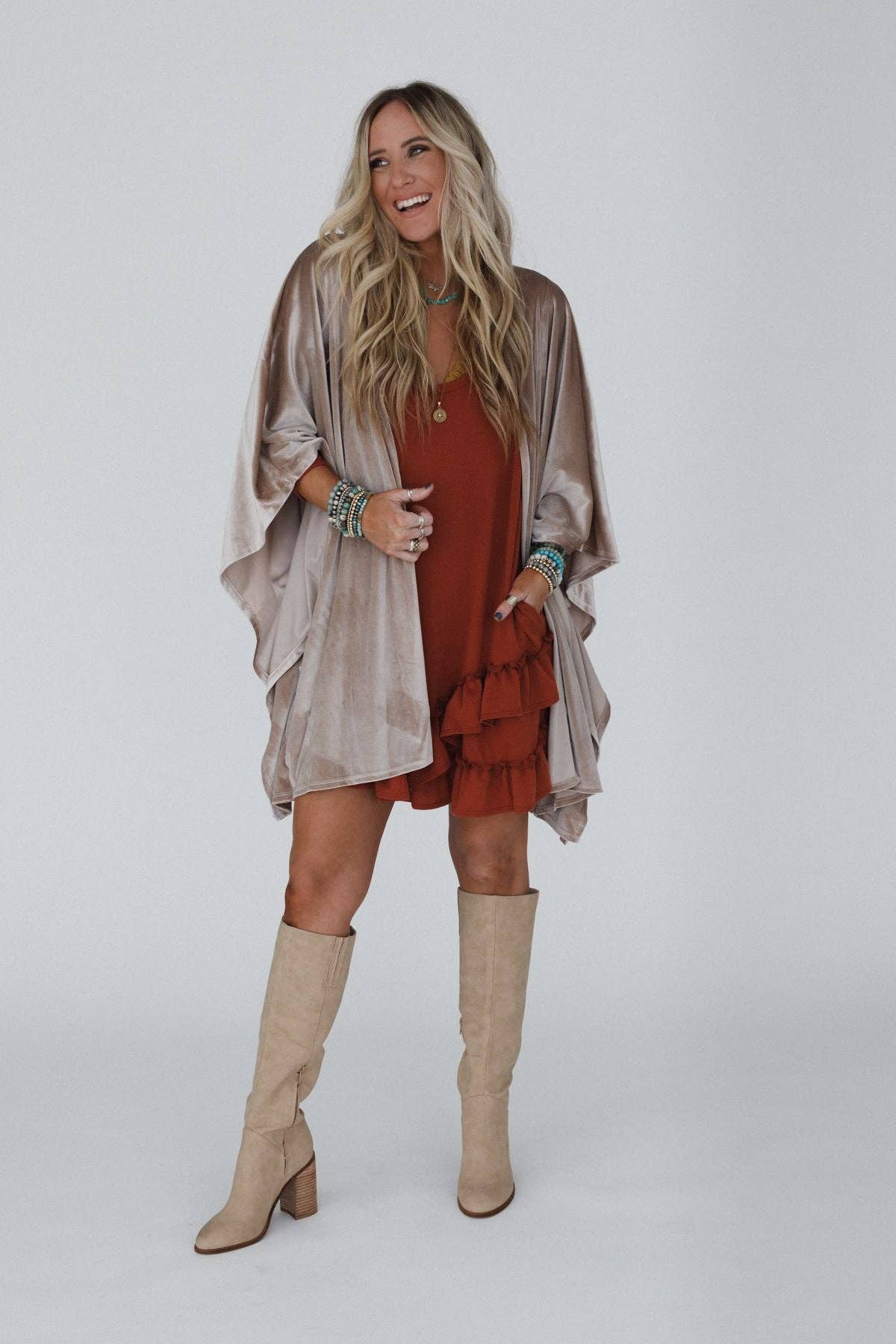 Savoy Velvet Kimono - Taupe