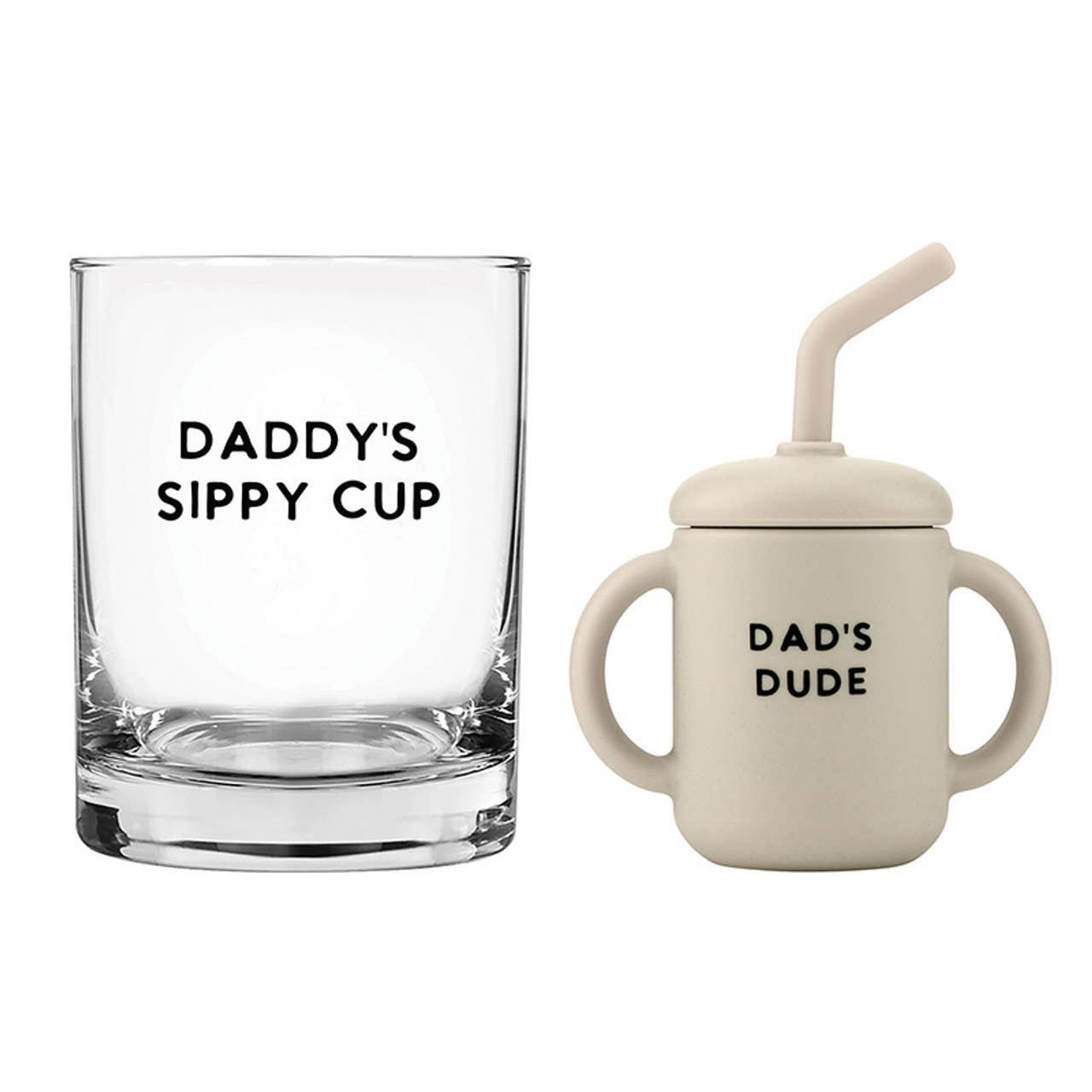 Dad Glass and Dude Sippy Cup Set