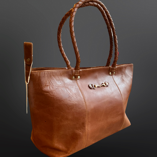 Equestrian Snaffle Bit Leather Tote Bag Purse