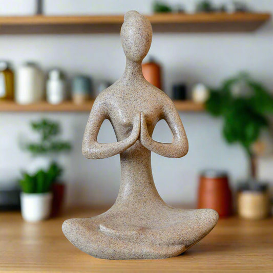 Sandstone Yoga Statue – Meditative Prayer