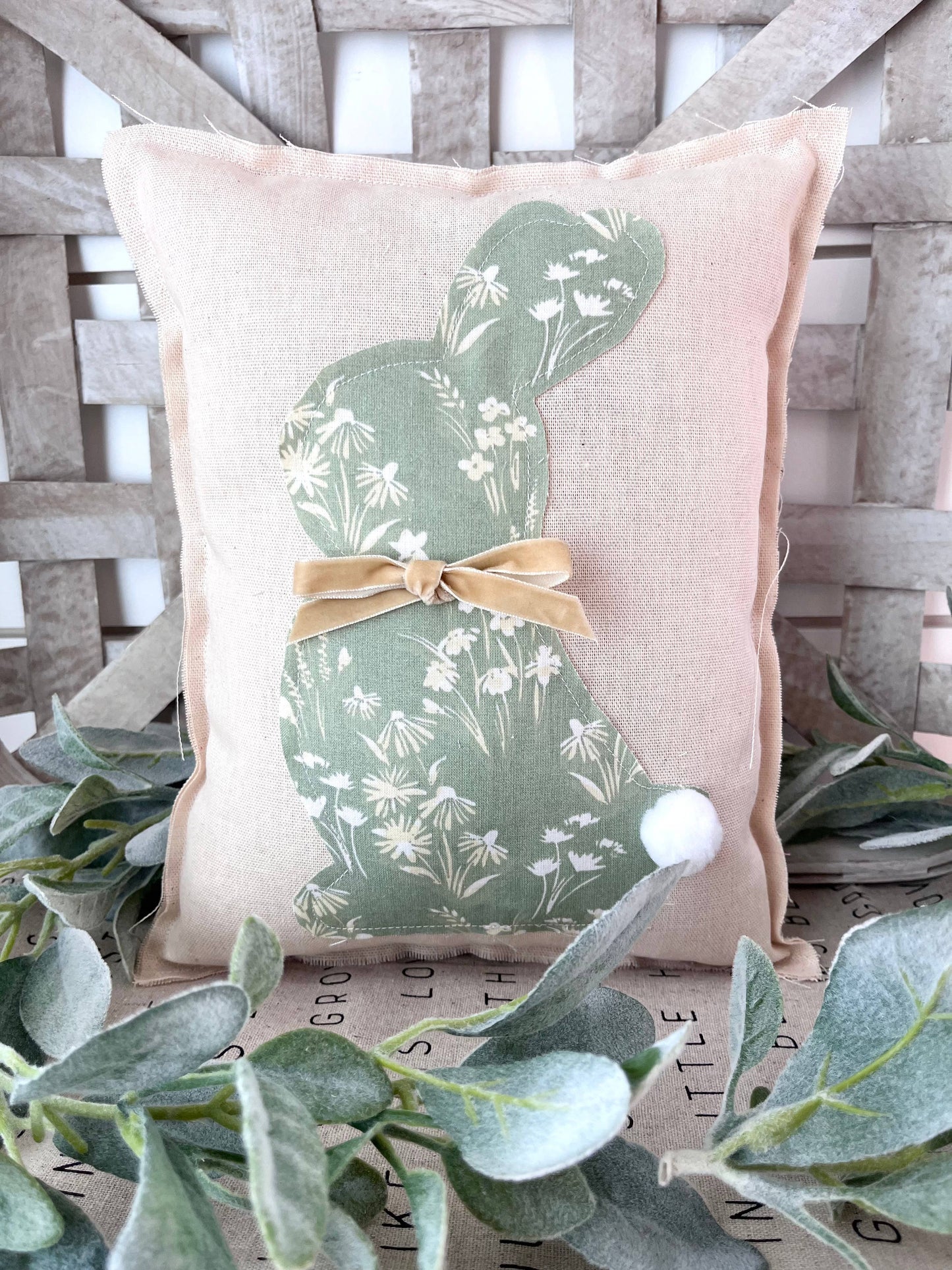 Primitive Farmhouse Easter Spring Bunny Pillow-Floral-3 Pack