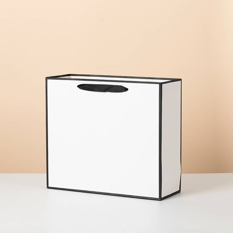 White with Black Border Paper Gift Bag