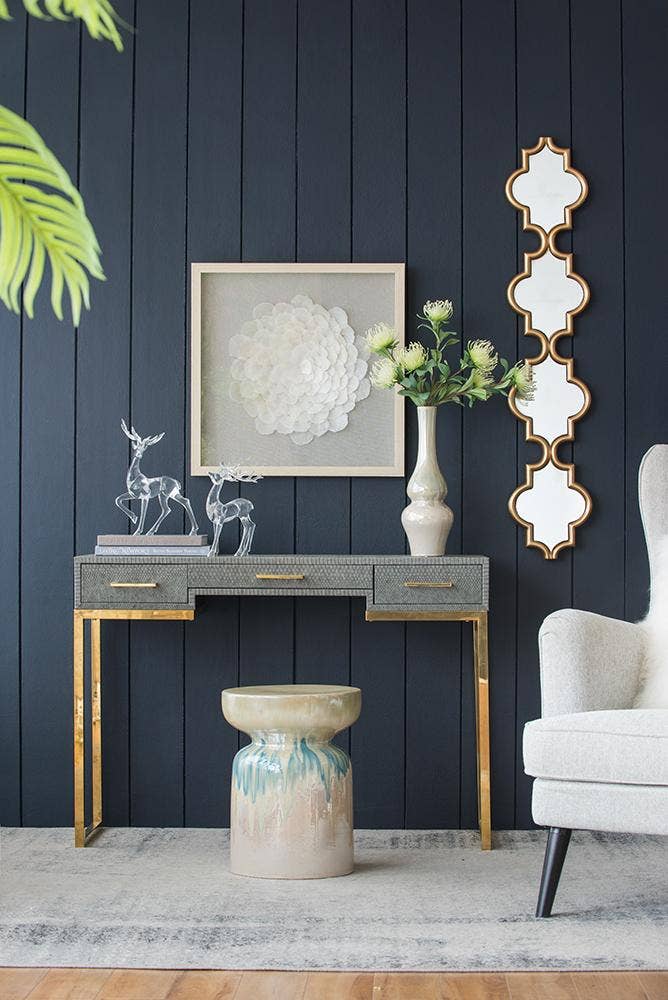Gold Narrow Four Tiered Wall Mirror