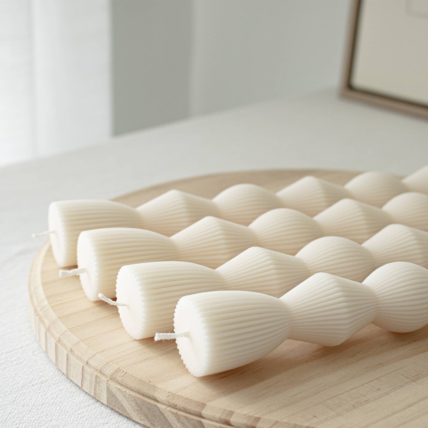 Ribbed Hourglass Taper Candles- Set of two