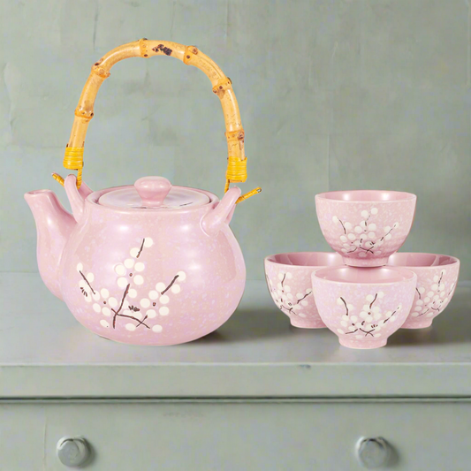 Pink Ume Plum Blossoms Tea Set