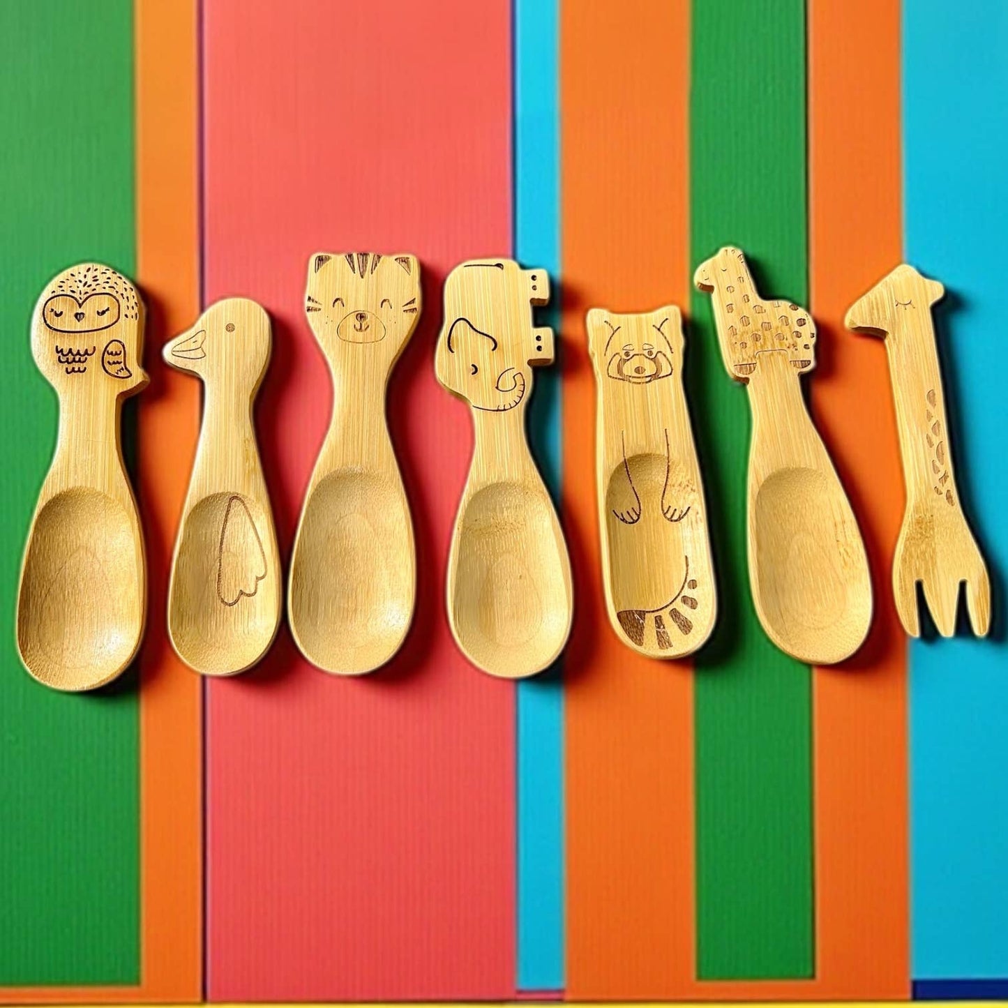 Bamboo Animal Kids & Toddler Utensils