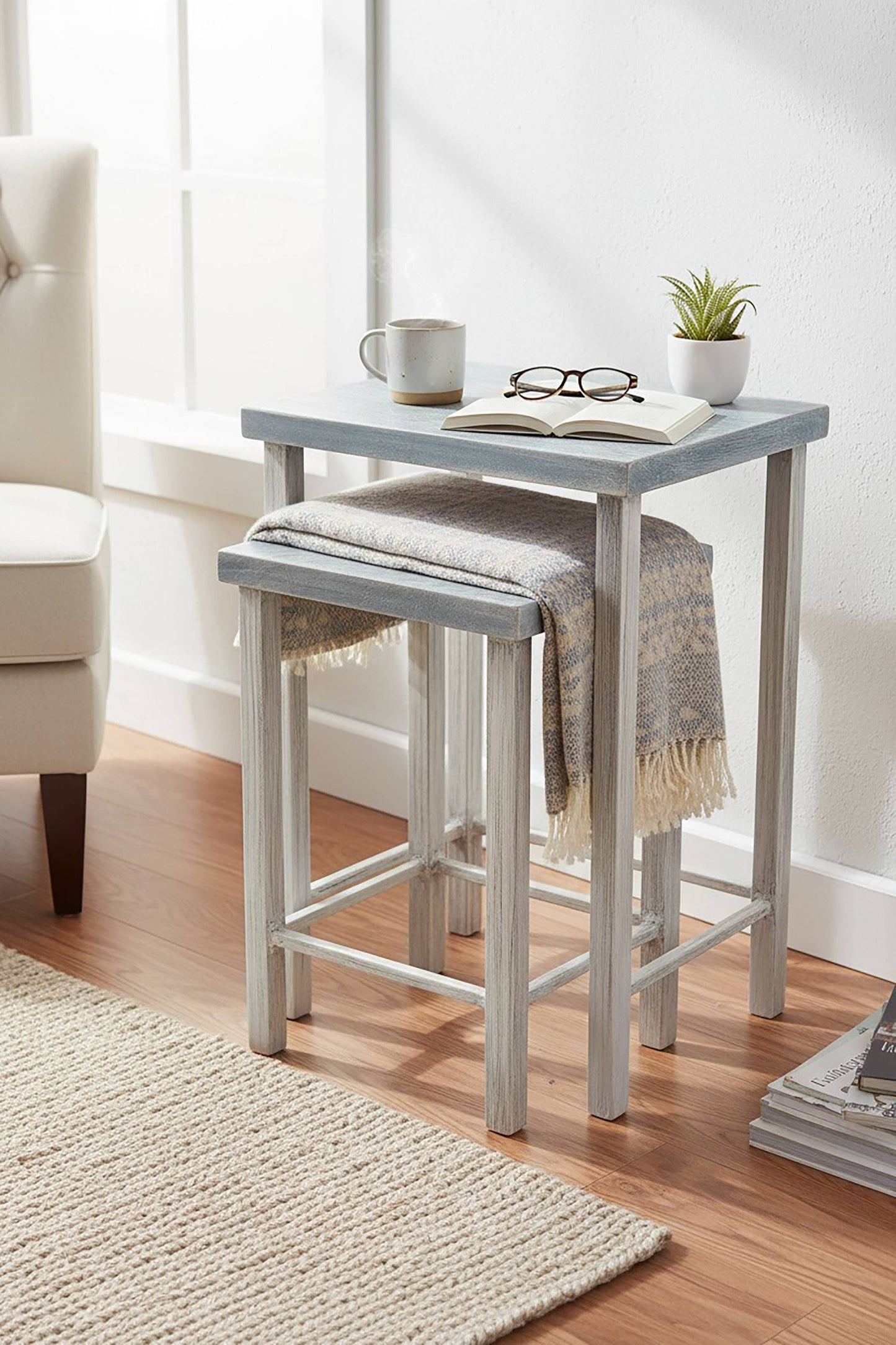 Coastal Slate Blue Nesting Table Set