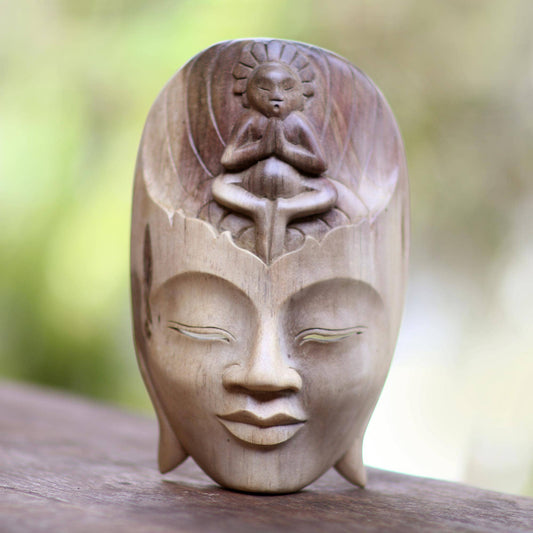 Handmade Meditation Center Wood Mask