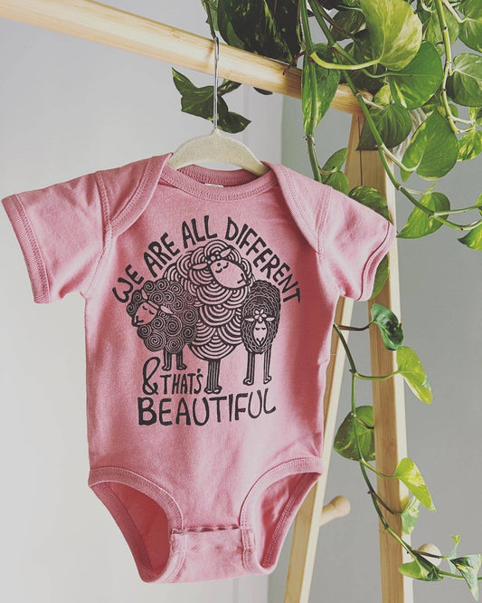 Different is Beautiful Baby Bodysuit, Sheep baby onesie
