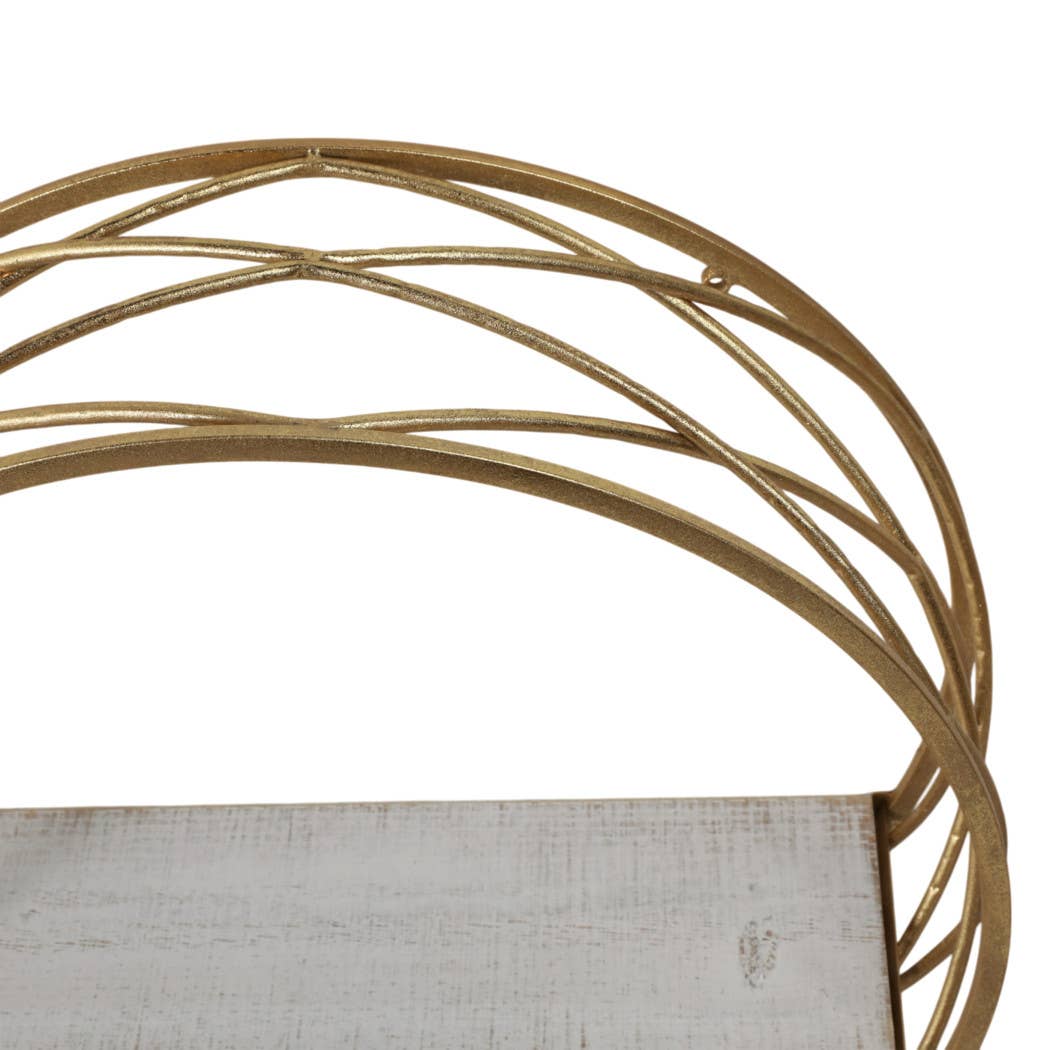 Wall Shelves White Metal Round Frame, set of 3