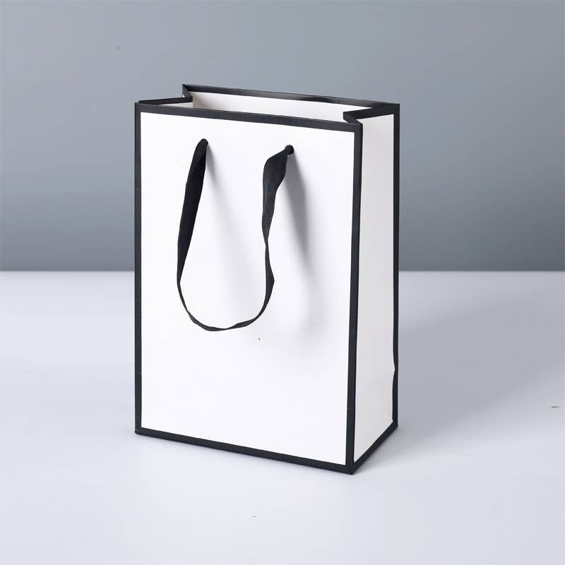 White with Black Border Paper Gift Bag
