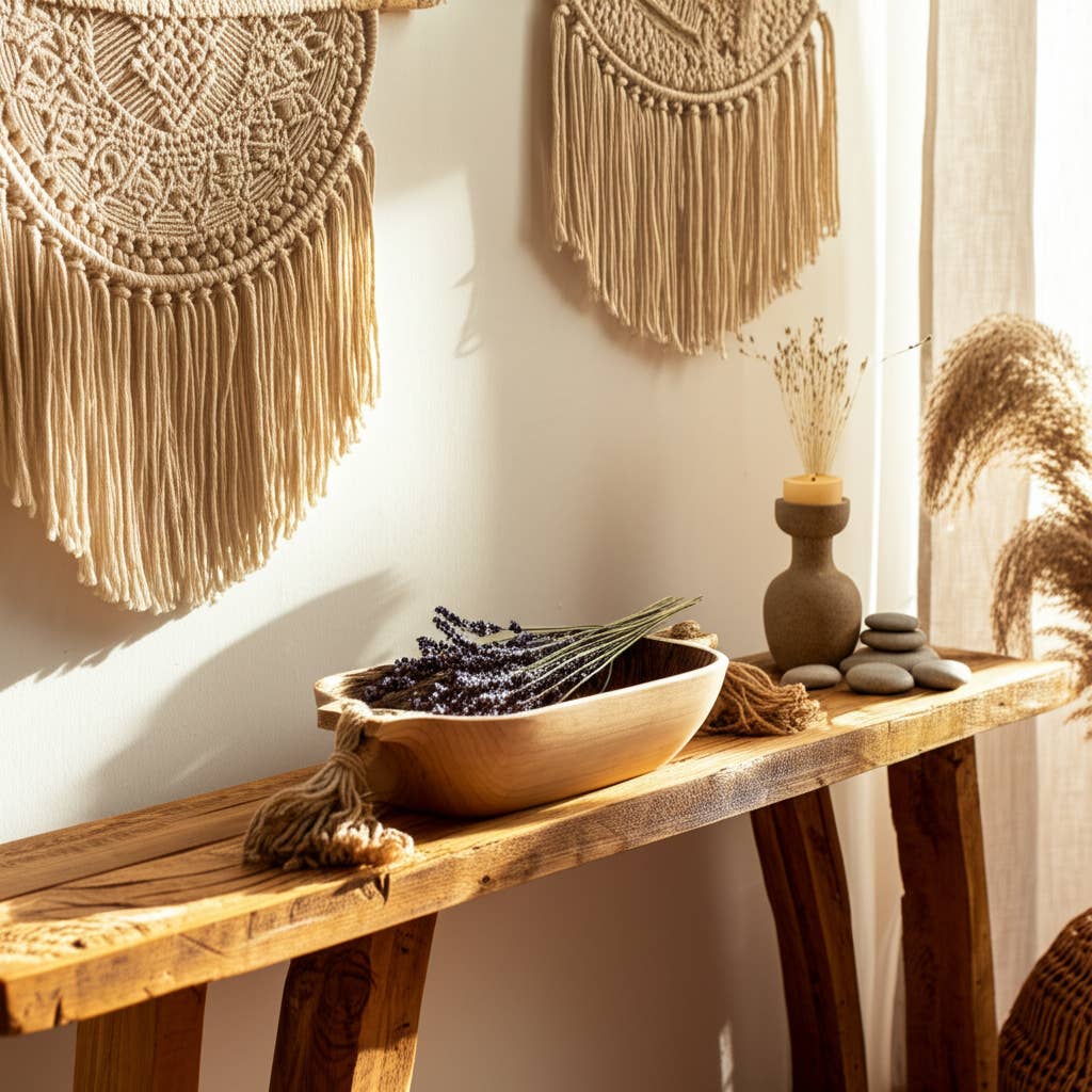 Decorative Tray - Brown Wood Oval with Tassels