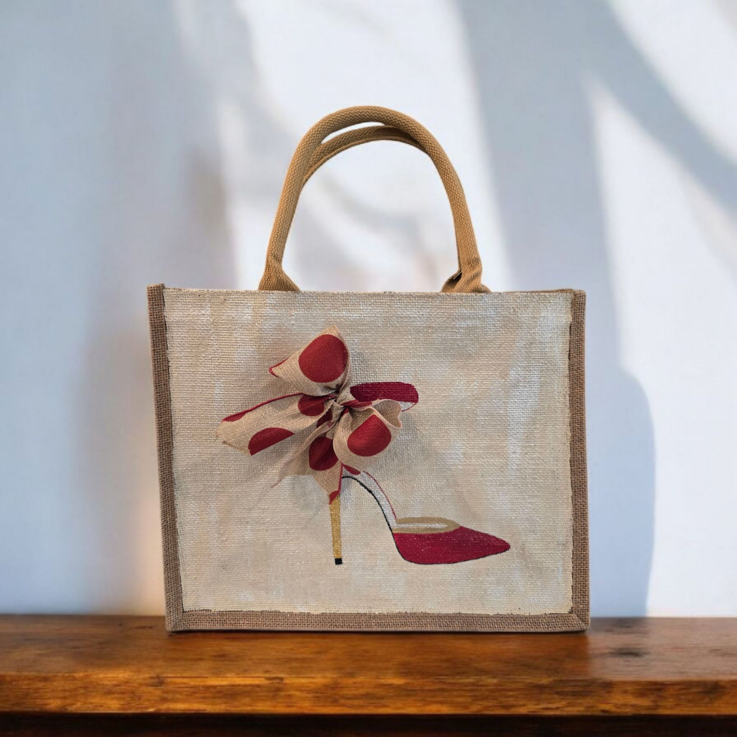 Stiletto Tote - Red & Tan Polka Dots