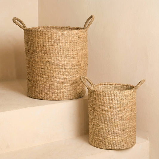 Classic Seagrass Floor Basket with Handles