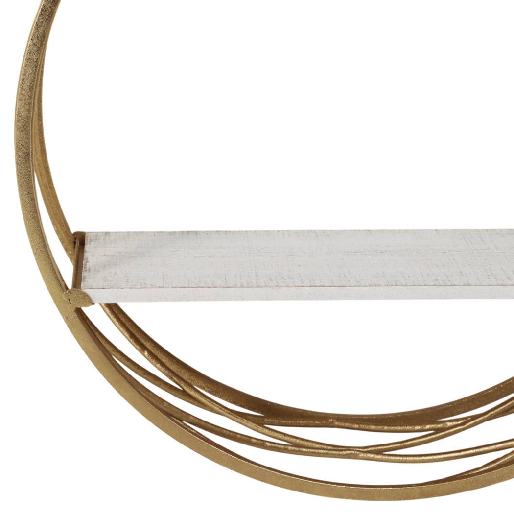 Wall Shelves White Metal Round Frame, set of 3