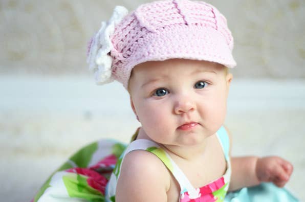 Pink w/Peony Flower Crocheted Hat