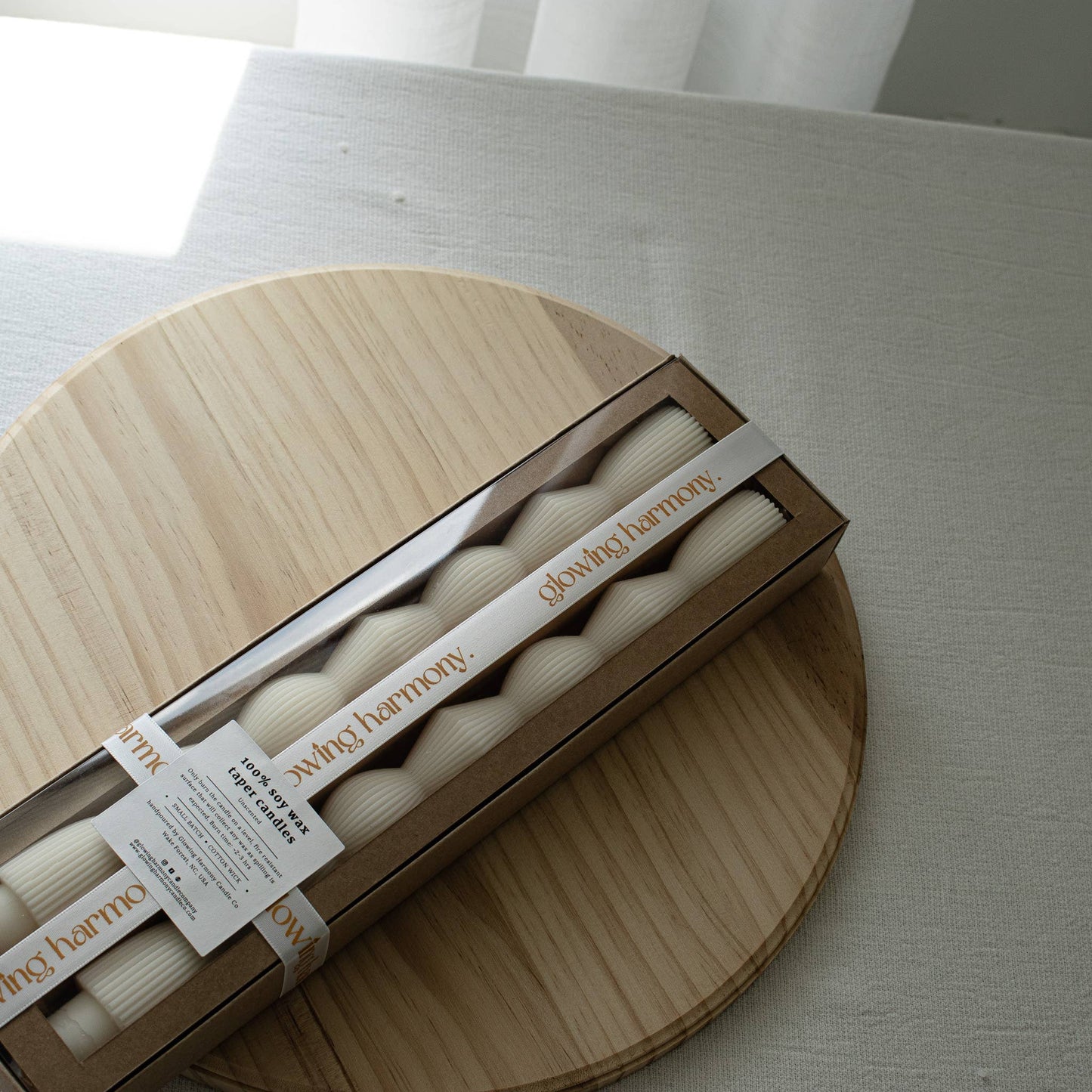 Ribbed Hourglass Taper Candles- Set of two