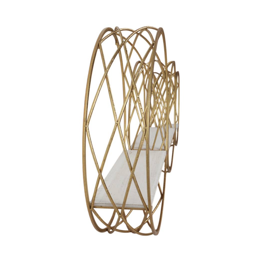 Wall Shelves White Metal Round Frame, set of 3