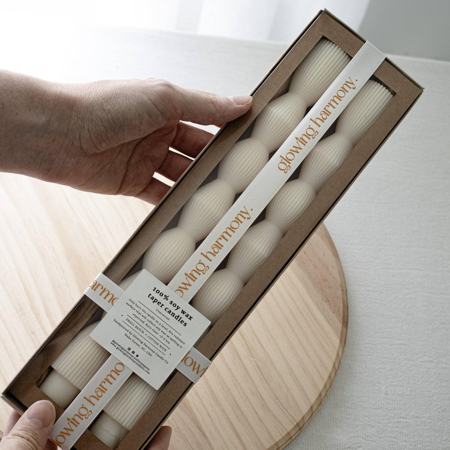 Ribbed Hourglass Taper Candles- Set of two