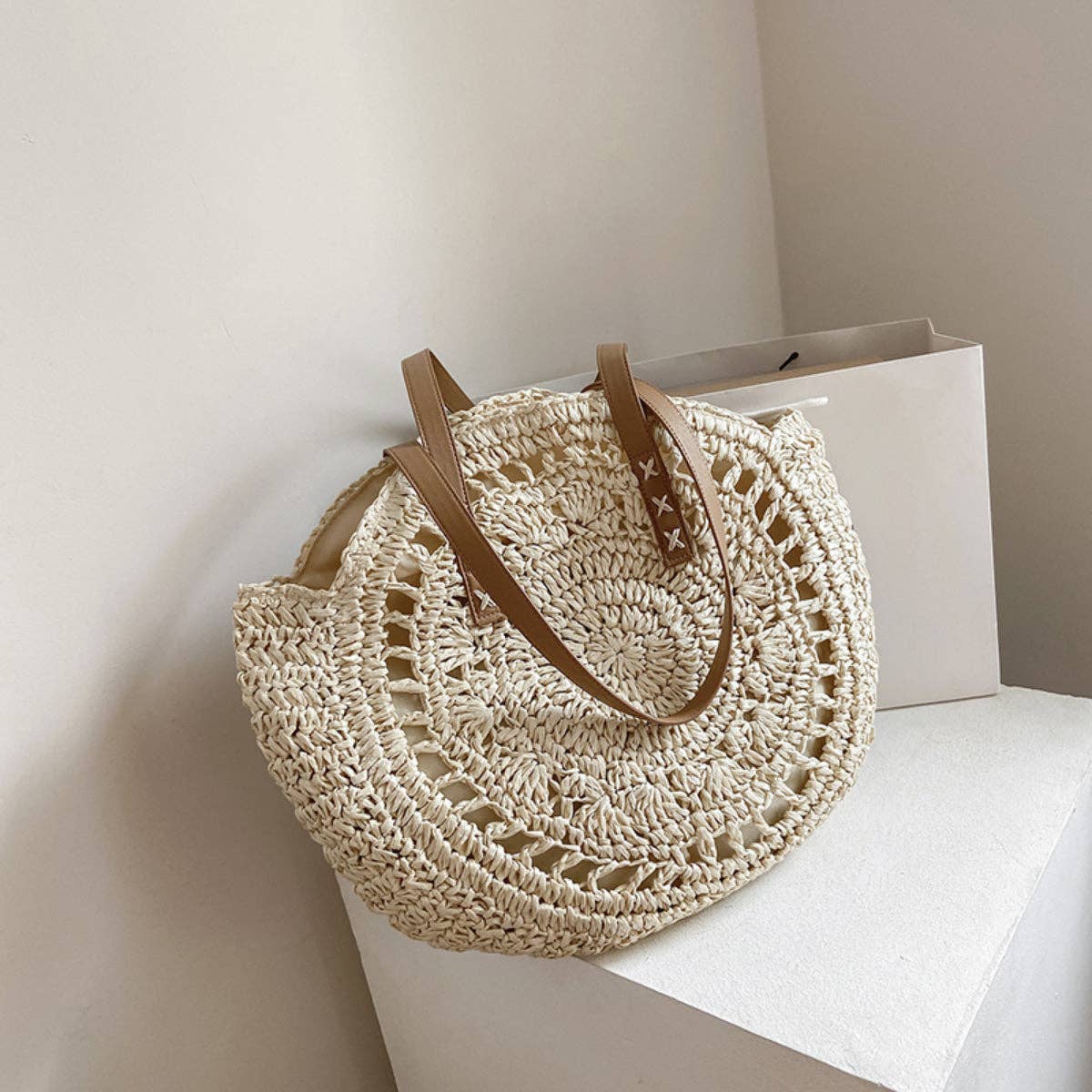 Round Hollow Woven Bag