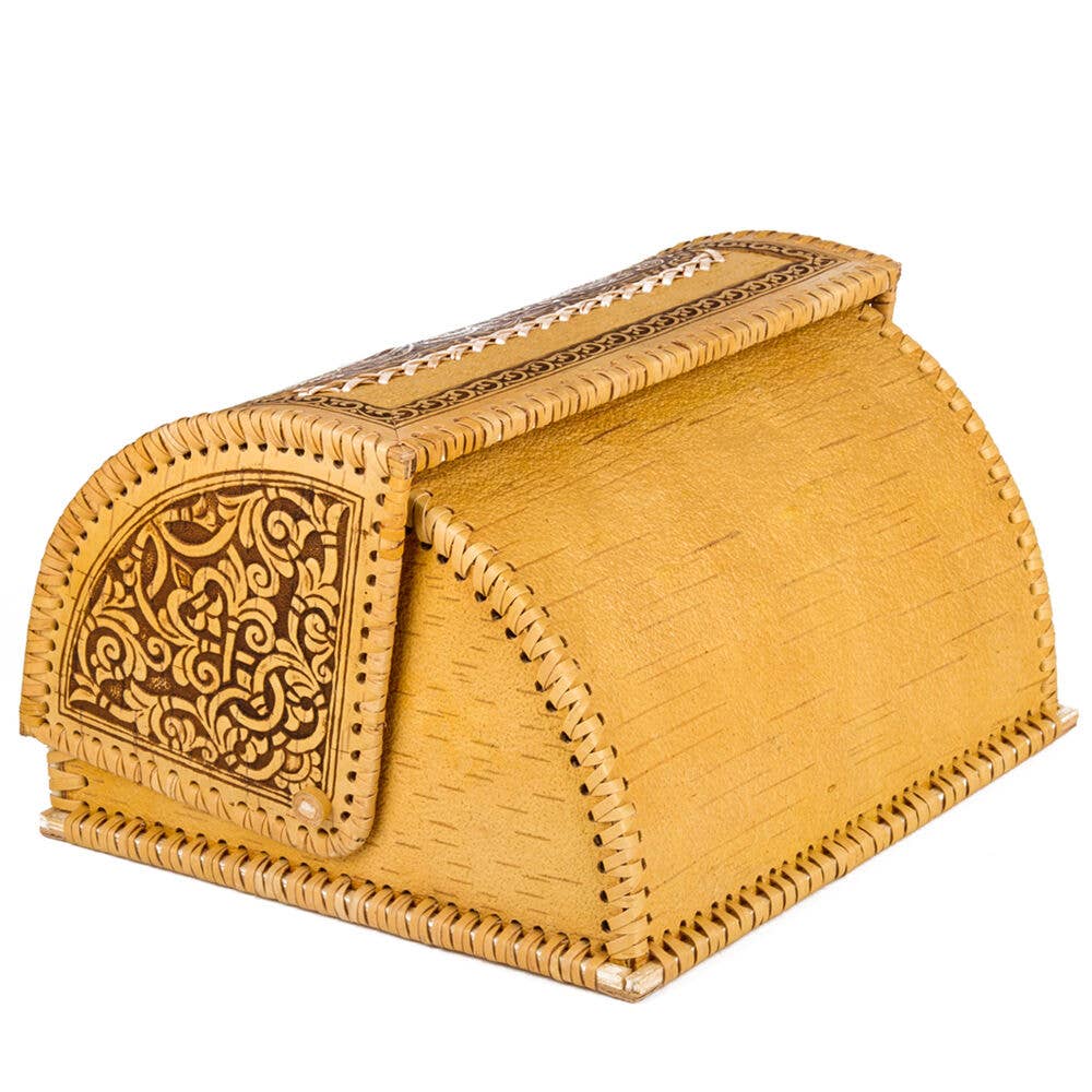 Birch Bark Flower Ornamental Bread Box