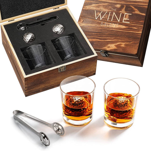 Golf Whiskey Glasses - Golf Ball Chillers Gift Set