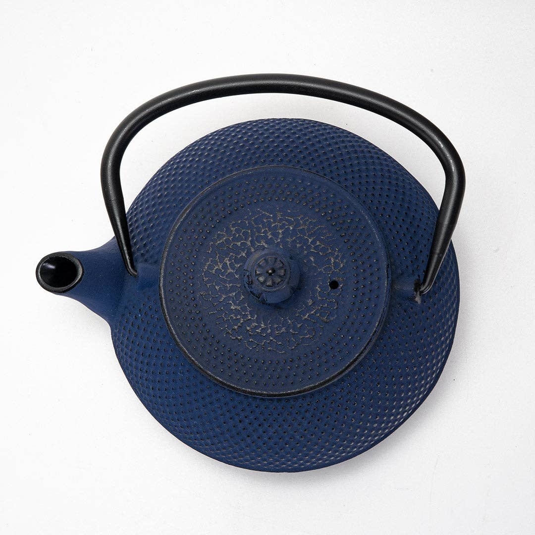 Navy Blue Hobnail Design 27oz Cast Iron Tea Pot