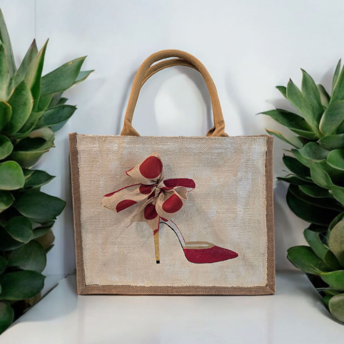 Stiletto Tote - Red & Tan Polka Dots