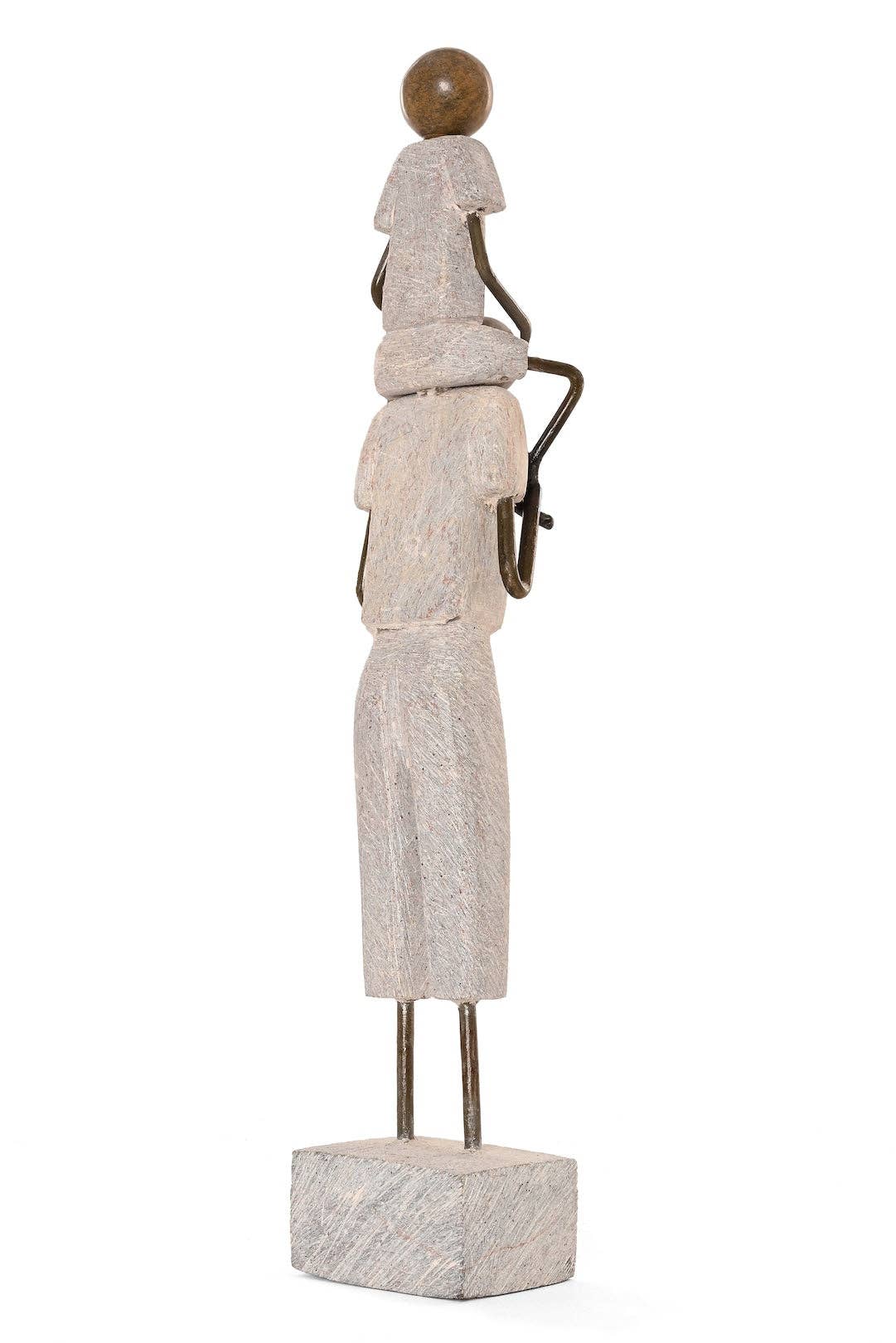Stone and Metal Joy of Fatherhood Sculpture